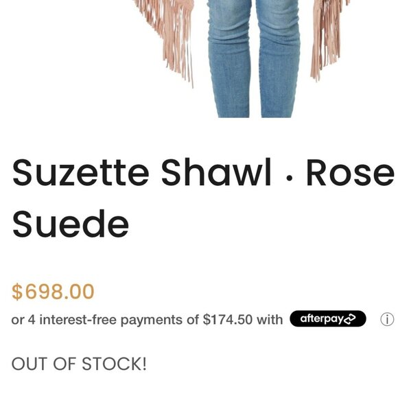 Sarah Stewart Genuine Lamb Suede Leather Laser Cut Fringe Trim Suzette Shawl - Picture 14 of 16